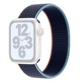 Single Lap nylon vervangende horlogeband, maat: M 155 mm voor Apple Watch Series 6 & SE & 5 & 4 44 mm / 3 & 2 & 1 42 mm (donker marineblauw)