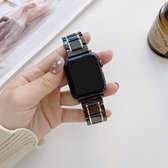 Vijf kralen keramische stalen vervangende horlogebanden voor Apple Watch Series 6 & SE & 5 & 4 44 mm / 3 & 2 & 1 42 mm (zwart + goud)