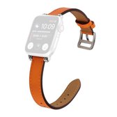 Enkele cirkel 14 mm met kralenstijl lederen vervangende band horlogeband voor Apple Watch Series 6 & SE & 5 & 4 44 mm / 3 & 2 & 1 42 mm (oranje)