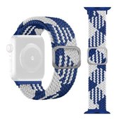 Gesp Gevlochten Elastische Band Horlogeband Voor Apple Watch Series 6 & SE & 5 & 4 44mm/3 & 2 & 1 42mm (Blauw Wit)