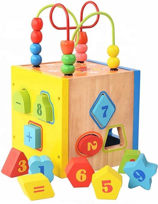 Jouet Cube D'activité en Bois pour Enfant 1 an, Jeu Perles de