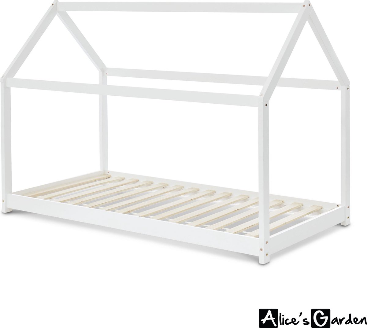 Alice's Garden Kinderbed huis TOBIAS - Bedbodem inbegrepen - 90x190cm - Wit