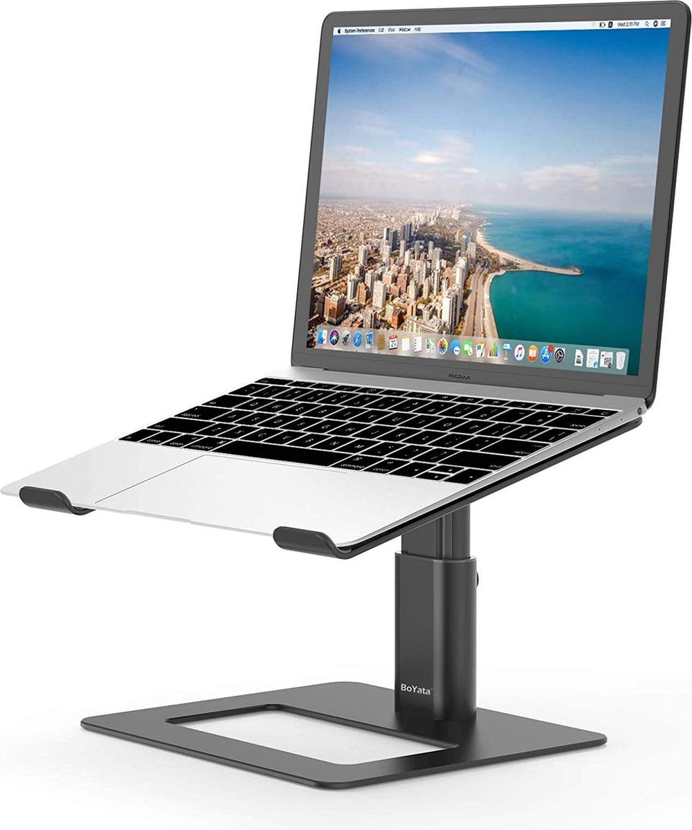 Selwo Laptopstandaard, in hoogte verstelbare laptop-riser, geventileerde aluminium notebookhouder voor bureau, compatibel met 10-17 inch MacBook Pro/Air, Dell, Lenovo, Samsung, Acer, Huawei MateBook