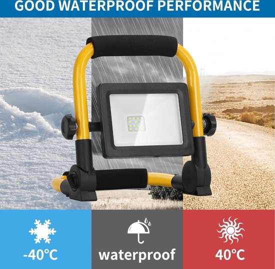 LED DE TRAVAIL À LED - ANTI-CHOC IP44 - 10W 900LUMEN - 6500K DAYLIGHT BLANC - INCL. FICHE DE CONNEXION 150CM