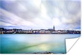Skyline van Nijmegen met een kleurrijke Waal Poster 30x20 cm - klein - Foto print op Poster (wanddecoratie woonkamer / slaapkamer) / Europese steden Poster