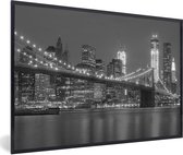Fotolijst incl. Poster - Brooklyn bridge - Zwart - Wit - Licht - 90x60 cm - Posterlijst