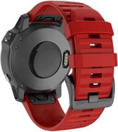 Easy Click Siliconen Geribbeld Bandje QuickFit - Rood - Geschikt voor Garmin Fenix 5S & 5S Plus - En Meer Modellen - 20mm