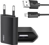 WISEQ unieke iPhone oplader + USB Lightning Kabel - 1 Meter - Zwart