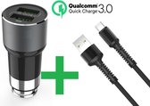 PowerIQ 3.6A Autolader USB Oplader Auto met USB-C Kabel - Sigarettenaansteker Auto Lader Adapter Dubbele USB Poort -Geschikt voor Motorola E7 Plus / Edge 20 / Edge 20 Lite / E6 Play / E5 / E7