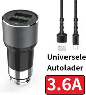 PowerIQ 3.6A Autolader USB Oplader Auto met USB-C Kabel - Sigarettenaansteker Auto Lader Adapter Dubbele USB Poort -Geschikt voor LG Bello II / Class / G3/G4/G5/G6/G7/G8/G9/K4/K40/K42/Q6/Styl