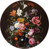 Plexiglasschilderij De Heem Stilleven met bloemen op vaas Ø 70 cm