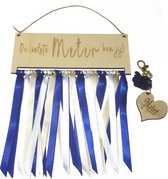 Sleutelhanger en tekstbord liefste Meter | hartje | blauw| meter vragen | meter worden | liefste meter