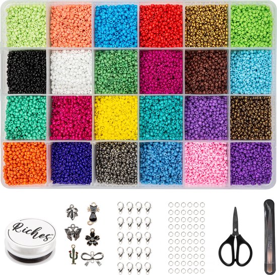 Riches® Kralenset Creative Colors - 2mm - Glaszaad - Kit voor Sieraden Maken - Hobby - Telefoonkoord Maken - Kralenketting Telefoon - Kralenkoord - - Volwassenen - Kinderen - Bedels - Kralen set - Kralendoos Riches® Kralenset Creative Colors - 2mm - Glaszaad - Kit voor Sieraden Maken - Hobby - Telefoonkoord Maken - Kralenketting Telefoon - Kralenkoord - - Volwassenen - Kinderen - Bedels - Kralen set - Kralendoos