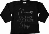 T-shirt meisje-zwart met zilver-mama ik blijf voor altijd je kleine meisje-Maat 98