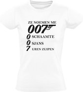 007 Zuipen Dames t-shirt | alcohol | wijn | bier | James Bond | cadeau | Zwart