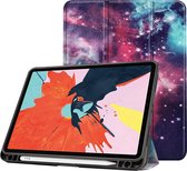 Case2go - Tablethoes geschikt voor Apple iPad Air 11 (2025) / Apple iPad Air 11 (2024) - Auto Wake/Sleep functie - Tri-Fold Book Case - Apple Pencil Houder - Galaxy