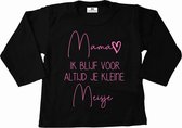 T-shirt kind-zwart met licht roze-mama ik blijf voor altijd je kleine meisje-Maat 92