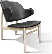 OHNO Furniture Wolfgang Lounge Stoel - Set van 2 - Armleunstoel, Imitatieleer, Hout, Essenhout, Wit