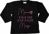 T-shirt kind-zwart met licht roze-mama ik blijf voor altijd je kleine meisje-Maat 104