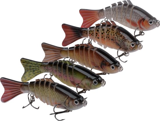 Kunstaas set - 5 Swimbaits - 15 gram - 10 cm - in handige afsluitbare opbergbox — afbeelding 2