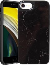 IYUPP Marmerprint telefoonhoesje geschikt voor iPhone 7 / 8 / SE 2020 Hoesje Marmer Zwart