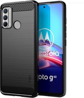 MOFI Geborsteld TPU Back Cover Hoesje Geschikt voor Motorola Moto G60 Zwart