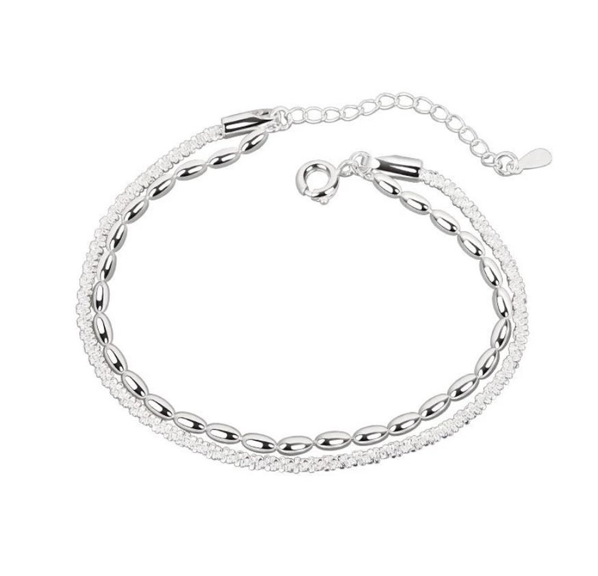 Armband dames armband dames setje zilveren dames armband dubbele armband - zilver 925 plated - Liefs Jade
