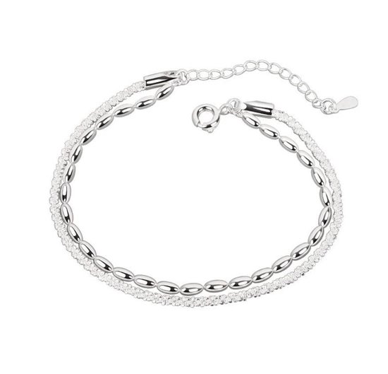 Armband dames armband dames setje zilveren dames armband dubbele armband -  zilver 925... | bol.com