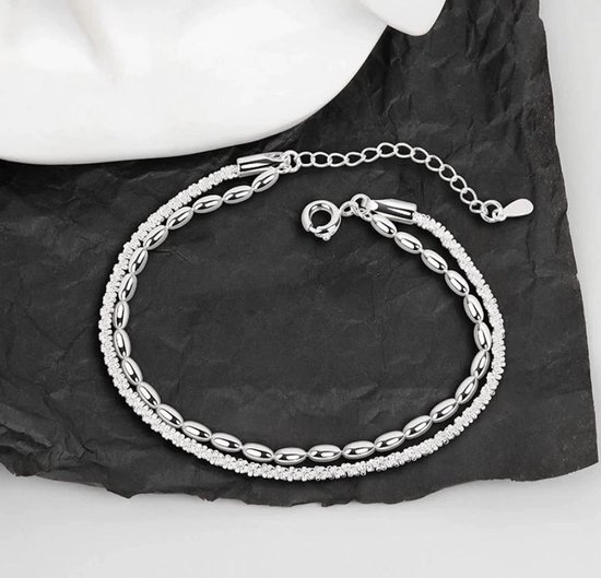Armband dames | armband dames setje | zilveren dames armband | dubbele armband | zilver 925 plated | cadeau voor vrouw | verjaardag cadeau