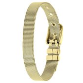 Lucardi Dames Goldplated armband met riemsluiting - Staal - Armband - Cadeau - 21 cm - Goudkleurig