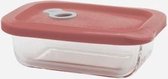 Boîte de rangement rectangulaire en verre Point Virgule avec couvercle en silicone rose 320ml