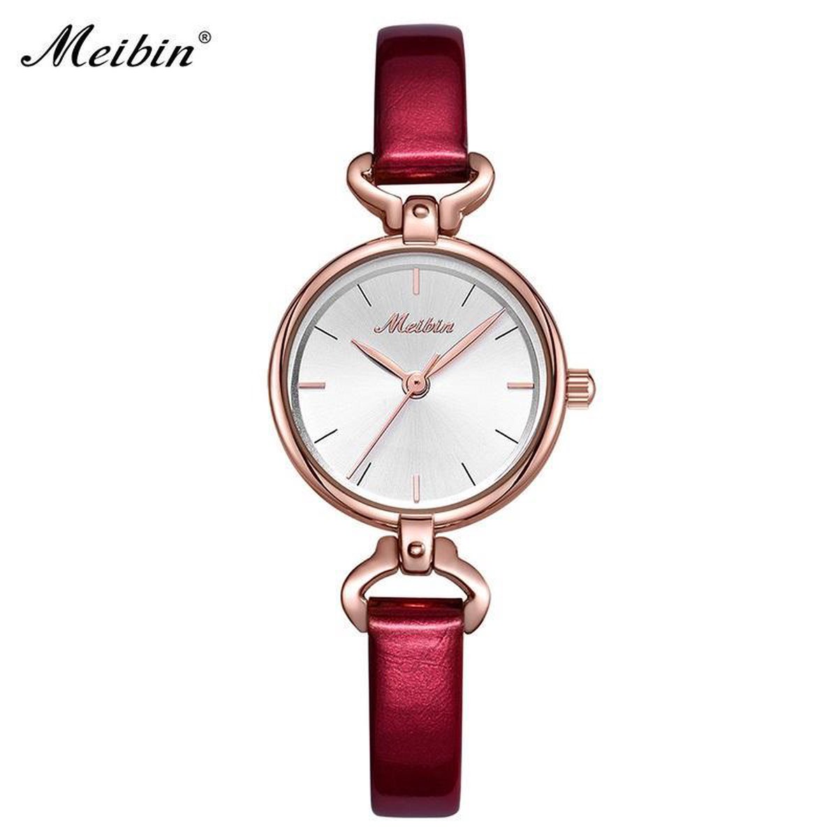 Longbo - Meibin - Dames Horloge - Rood/Rosé/Zilver - 27mm (Productvideo_