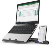 Premium Laptop Houder Met Telefoonhouder - Laptop & Telefoon Standaard In 1 - Universeel - 360 Graden Draaibaar - Zwart