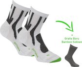 Bamboo wandel sok - Naadloze sokken - Antibacterieel - Heren en dames - 2 Paar - 1 Paar sokken cadeau - Wit - 39/42
