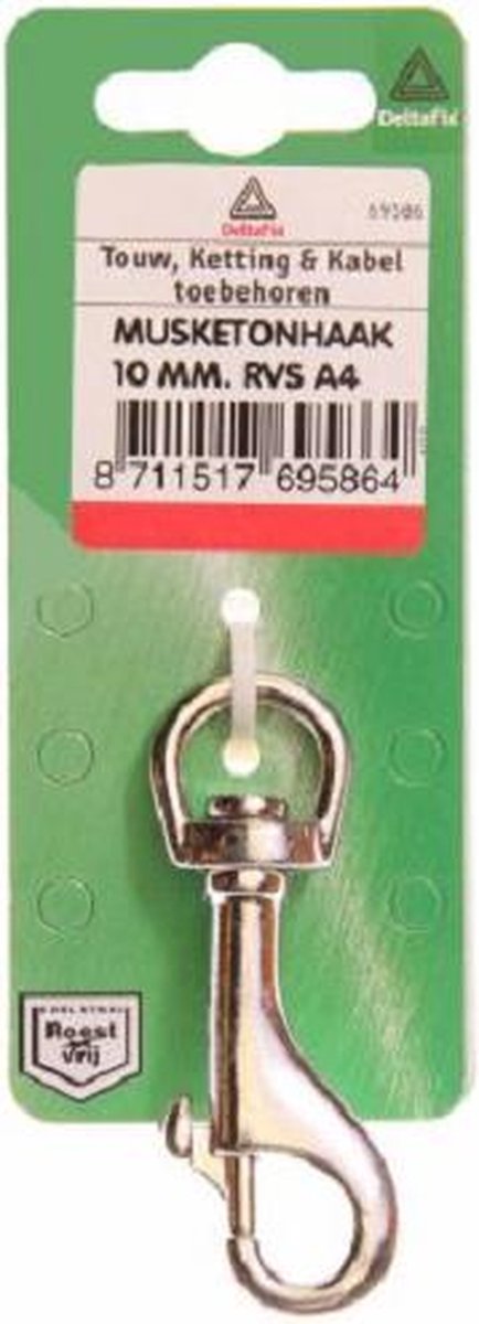Deltafix musketonhaak ronde wervel r.v.s. a4 3/8 x 10 mm 1 st.