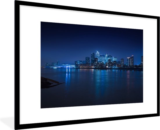 Fotolijst incl. Poster - De skyline van Londen in de nacht - 90x60 cm - Posterlijst