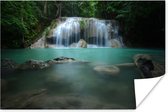 Poster Een waterval in het Nationaal park Erawan in Thailand - 90x60 cm
