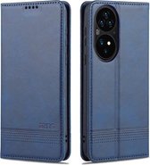 Voor Huawei P50 Pro AZNS Magnetische Kalf Textuur Horizontale Flip Leather Case met Kaartsleuven & Houder & Portemonnee (Donkerblauw)