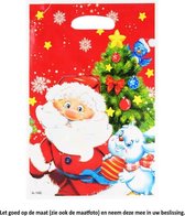 10 Uitdeelzakjes Merry Christmas - 16,5 x 25 cm - Cellofaan Plastic Traktatie Kado Zakjes - Snoepzakjes - Koekzakjes - Koekje - Cookie - Kerstman - Santa Claus