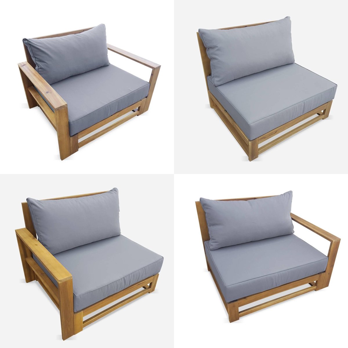 sweeek - Tuinset van hout voor 5 personen - mendoza - bank, fauteuils en salontafel van acacia, 6 modulaire elementen, design – foto 4