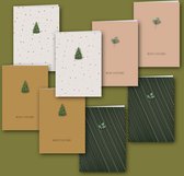Billy Button Kerstkaarten - set - 8 gevouwen kaarten incl. biotop envelop - kerstboom, kersttak
