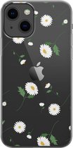 Apple iPhone 13 Mini Telefoonhoesje - Transparant Siliconenhoesje - Flexibel - Met Bloemenprint - Madeliefjes