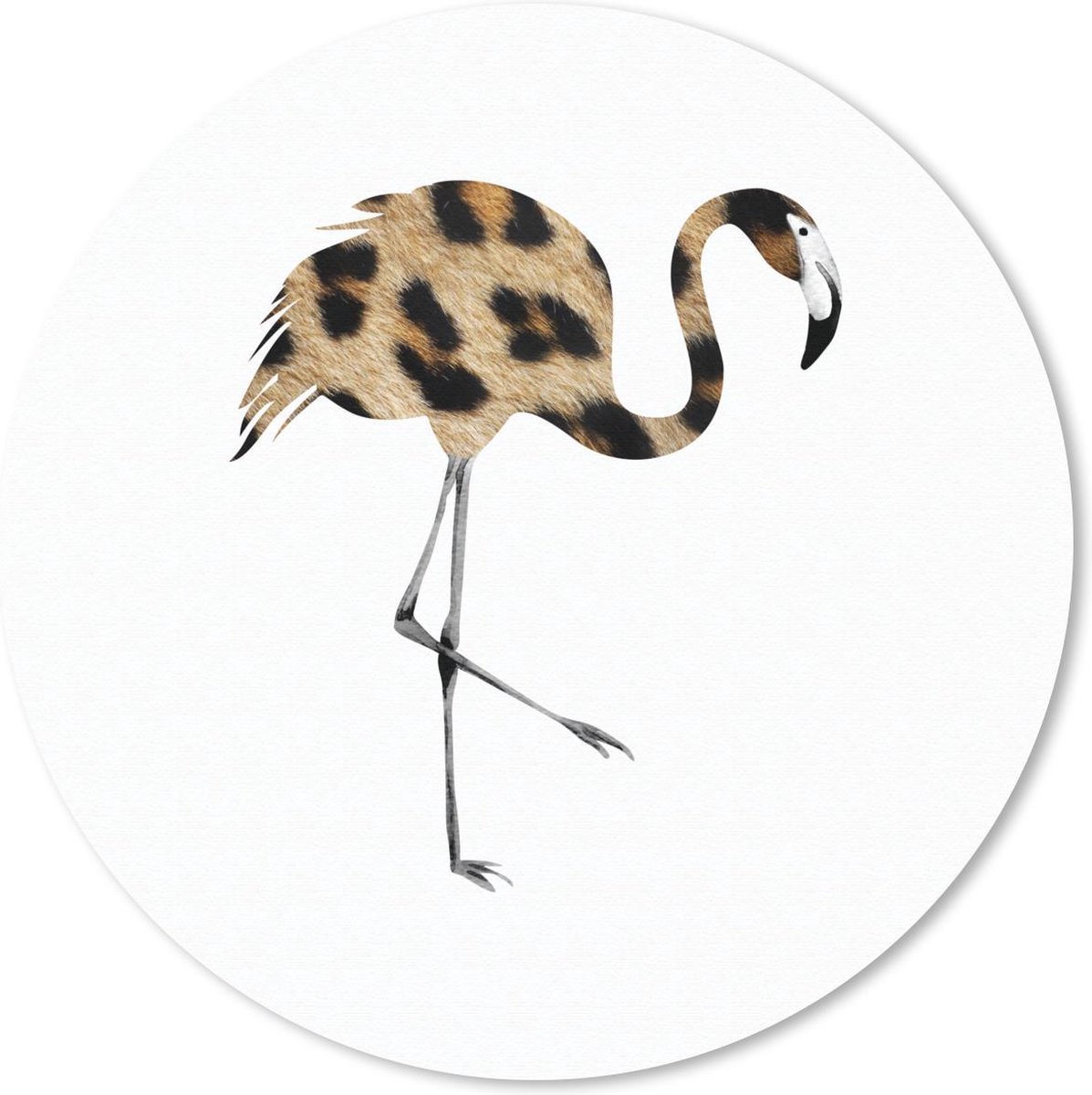 Muismat rond 50x50 cm - Mousepad Flamingo - Vogel - Panterprint - Ronde muismatten