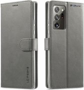 DrPhone SN2 - PU Lederen hoesje - Pasjeshouder - Cover - Geschikt voor de Samsung Galaxy Note 20 Ultra - Grijs