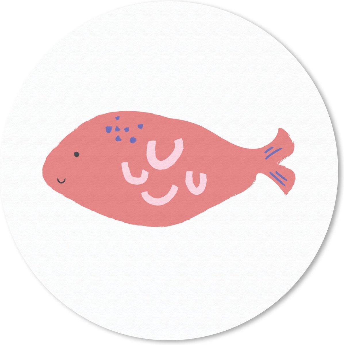 Muismat rond 40x40 cm - Mousepad Pastel - Vis - Roze - Ronde muismatten