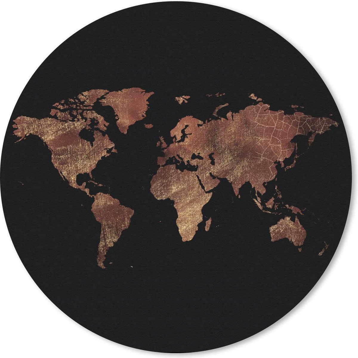 Muismat rond 40x40 cm - Mousepad Wereldkaart - Vintage - Bruin - Ronde muismatten