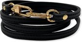 XARI COLLECTIONS - Zwart Leren Hengsel - Goud hardware - 0.8 cm breed - Hengsel Handtas - Leder hengsel los voor tas - Crossbody Strap / Vervang tashengsel voor over de schouder - Schouderrie