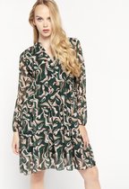LOLALIZA Babydoll jurk met retro print - Groen - Maat 46