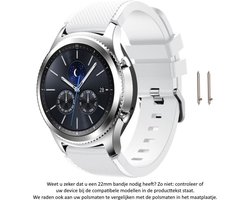 Wit Siliconen Bandje voor 20mm Smartwatches (zie compatibele modellen) van Samsung, Pebble, Garmin, Huawei, Moto, Ticwatch, Citizen en Q - 20 mm white nylon smartwatch strap
