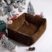hondenbed, afneembare hoes, hondenslaapbank, 70 x 55 x 21 cm, bruin HMPGW10CC